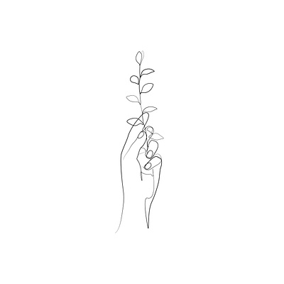 Hand holding leaf abstract vector line drawing illustration design illustration line art line art illustration line drawing minimalist minimalist art vector art