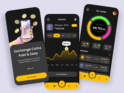 Cryptocurrency Mobile App app bitcoin bitcoin wallet bitcoins crypto crypto app crypto currency crypto exchange crypto wallet cryptocurrency cryptocurrency app ethereum investment app mobile app mobile design ui ux