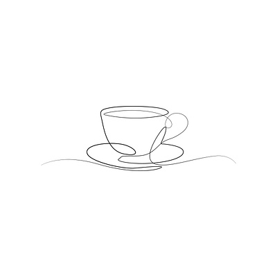 coffee & tea cup one line art drawing black & white illustration design illustration line art line art illustration line drawing minimalist minimalist art vector art