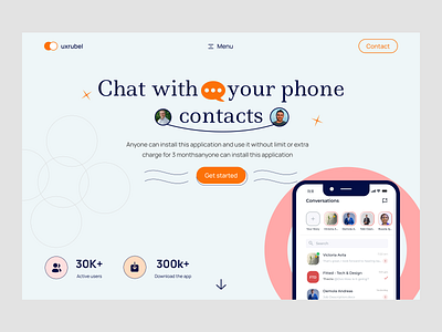 Messaging App Landing Page landing page messaging app messenger social team ui ux web design website