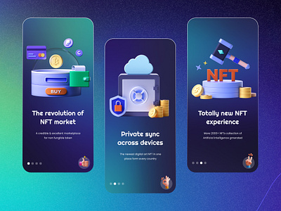 Crypto Trading App - Onboarding application bitcoin blockchain card clean cryptocurrency cryptowallet ethereum mobile app nft onboarding trade app trading ui design uiux ux wallet