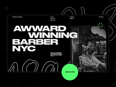 Barber Shop — Animation animation barber barber shop brutalism concept dark grid haircut homepage layout motion typography ui uidesign ux web web design website