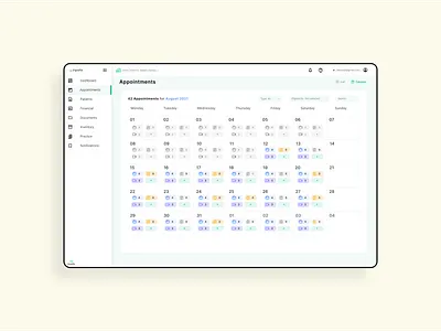 Medical Administration app dashboard ui ux