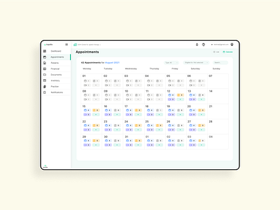 Medical Administration app dashboard ui ux
