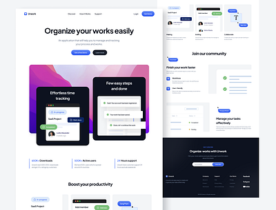 Urwork – SaaS Landing Page erp landing page manage saas saas landing page ui design ui trending ux design web design web landing page web manage work