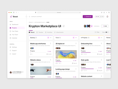 Boost - Project management dashboard (Light mode) collaboration dashboard design light mode project management projects ui ux