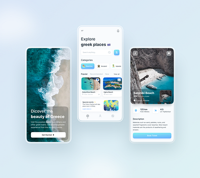 Travel App for Greece clean design design inspo figma greece inspiration interface mobileapp mobiledesign modern travel ui uiux ux webdesign