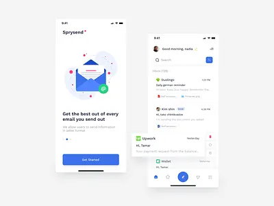 mailing app app conversation design e mail inbox interface mail mailing app message messaging mobile app mobile application mobile design modern navigation simple ui uiux ux