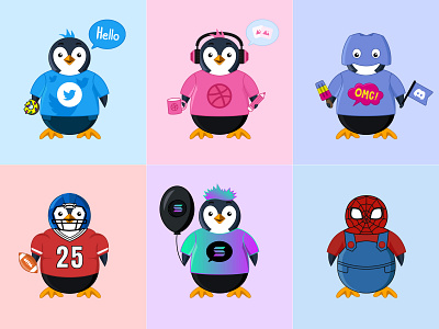 Nfitic Lab's penguins. Part 2. art nft bitcoin crypto illustration nft nft art nft artist nft illustration nft penguin nft project nft search nfts opensea penguin penguin illustration solana