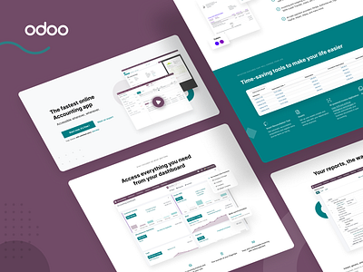 Odoo website - Accounting homepage 3d accounting belgium clean crm devices erp green homepage minimalist odoo perspective purple shadow web web design website