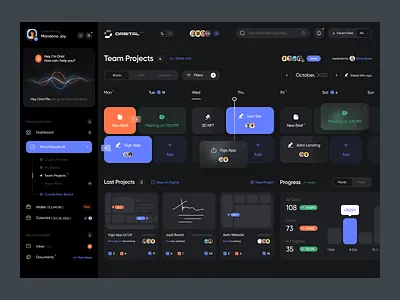 Project Management Dashboard app design calendar control dashboard employee inbox management manager organize planner progress project startup task management team management team projects timeline to do webapp webdesign