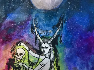 "Lilin" artwork drawing gouache gouacheart handdrawing illustration ink inkonpaper mystical traditional