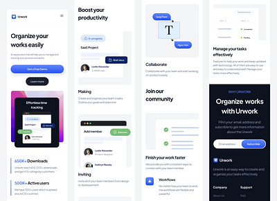 Urwork – Responsive Landing Page landing page saas saas landing page ui design ui trending ui web web design web manage web ui work manage