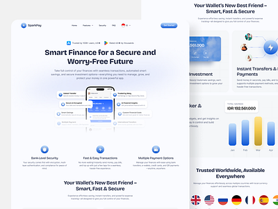 SparkPay – FinTech Landing Page bento design financial app website fintech fintech landing page landingpage modern website promotion website ui ui design uiuxdesign ux website website landing page