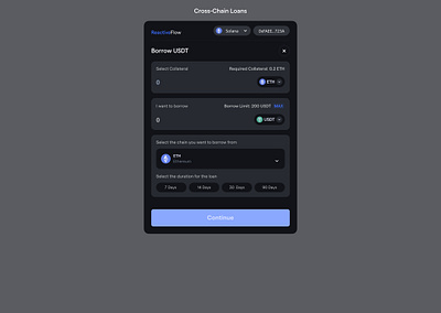 Cross Chain Loan crypto defi esign ui