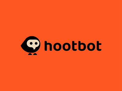 hootbot ai bird brand branding chat chat bot hoot logo negative space owl owl logo playful smart speech wisdom wise