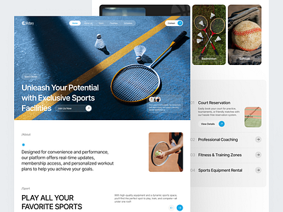 Victory - Sport Center Landing Page badminton design exercise figma football health landing page match minimalist product design professional soccer softball sport sports center tennis training ui website design workout