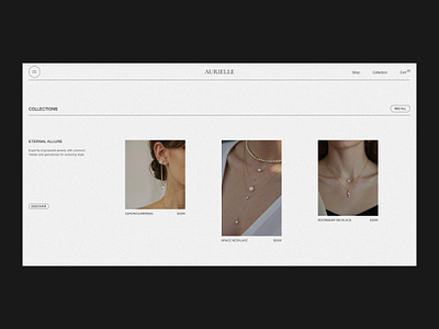 Aurielle - Jewellery Website art direction ecommerce ecommerce website fashion jewellery website landing page luxury minimalist design ui web design