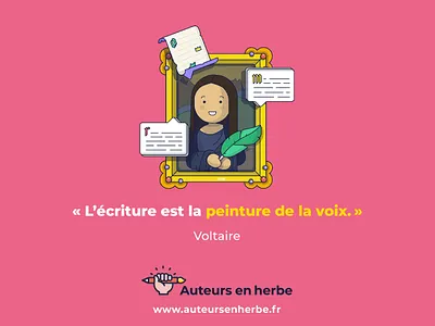 Auteur en Herbe quote cards cards culture cute fun illustration postcards quote student write writing