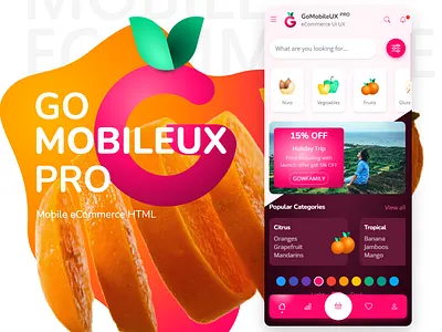 GoMobile UX PRO Mobile eCommerce app template admin app bootstrap 5 branding dashboard design ecommerce html 5 illustration shopping ui ux