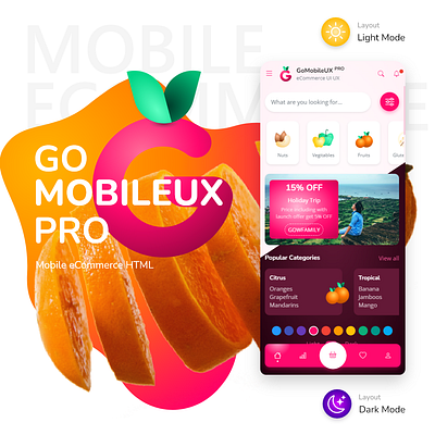 GoMobile UX PRO Mobile eCommerce app template admin app bootstrap 5 branding dashboard design ecommerce html 5 illustration shopping ui ux