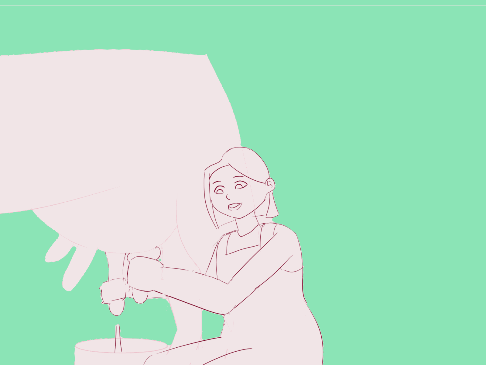 Farmer Milking a cow 2d animal animation cel cow farm flat fx gif girl green hand homestead illustration loop milk motion graphics nature rebound traditional