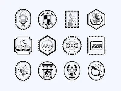 Medium stamp badges badge collection icons illustration old school personas retro reward stamp topics vintage