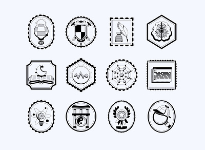 Medium stamp badges badge collection icons illustration old school personas retro reward stamp topics vintage
