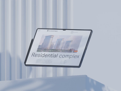 Glavstroy Landing Page 3d animation corporate landing page minimalist mockup real estate white