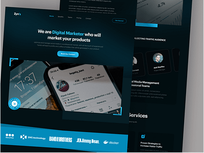 Zyn's ( Agency Landing Page ) business clean dark darkmode graphic design landing page layout popular ui uiux ux webdesign