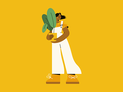 Peachtober 22: Plant 🌿 2d illustration bold shapes cartoon characters character designer cute flat flat illustration girl character happy illustration illustration process minimal modern positive vibes simple summer aesthetic trendy new vector graphics warm colors yellow
