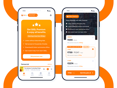 Premium subscription card & Pricing page of GIGL dailyui dailyuichallenge design premium prising ui ui design uidesign
