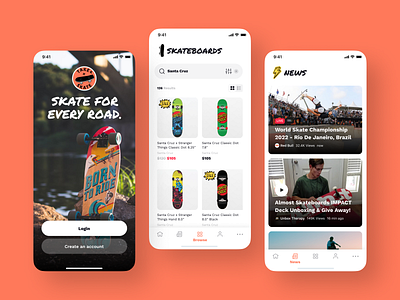 Take & Skate - Skateboard App Concept app branding design ui