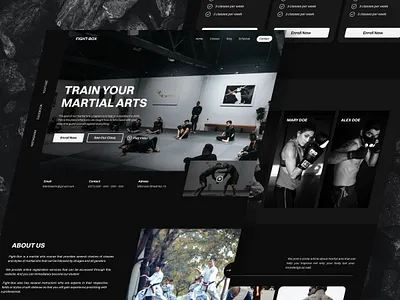 FightBox - Martial Arts / Sports Landing Page Concept black design judo karate kickboxing martial arts muaythai sports sports website sportweb sportwebdesign sportwebdesigninspiration sportwebinspiration typography ui uiux ux web design webdesign website