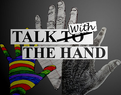 Talk with the hand adobe photoshop charcoal cover design drawing graphic design graphite illustration sketchpen thumbnail wordplay