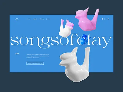 Main Page Concept for Artist's Personal Site 3d 3d blender animation main page minimalistic motion graphics product page shop store ui ux