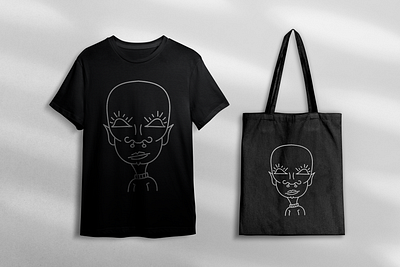 Monoline Character art bag creative design draw drawing grunge illustration shirt t shirt tote tote bag vector
