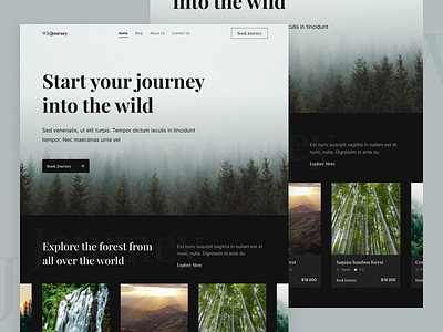 Travel into the forest agency landing page design forest journey into the wild journey landing page landing page mhala travel agency travel into the forest agency ui ui design ui ux design wild journey wild landing page