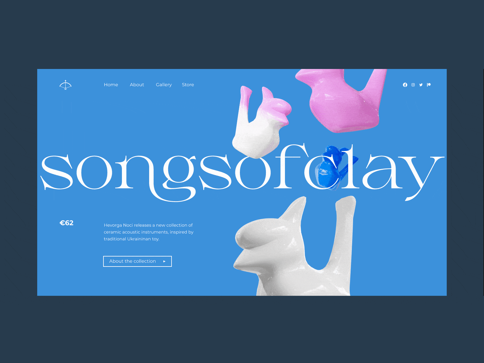 Animation for Sculpture Web-Store Design Concept (part 1) 3d animation art font landing product shop store ui