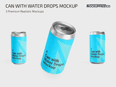 Can with Water Drops Mockup beverage beverages can mock up mockup mockups packaging photoshop premium psd template templates