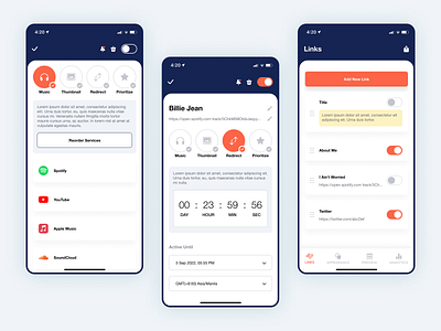 Sharing App 🔗 android clean ios mobile application music navigation prioritize record redirect share share link sharing application spotify tabs thumbnail time ui user experience user interface ux