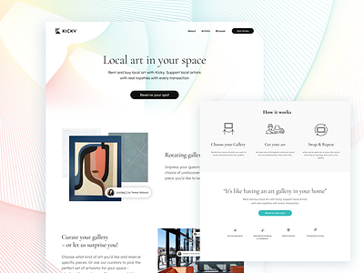 Landing page for art marketplace art art world artists artwork branding design desktop onboarding landing page local art marketing marketplace platform renting renting art