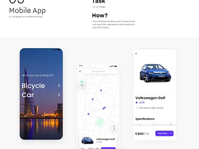 A Car/Bicyle Rental App concept branding car carrental mobile ui ux