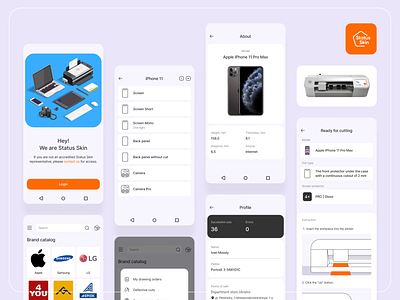 Status Skin App app application blue iphone orange plotter print protect ui ux