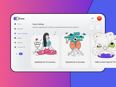 Focus app branding concept dashboard design graphic design illustration logo ui ux vector