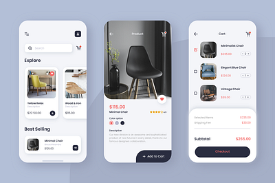 E-furniture App app furniture product ui uiux ux