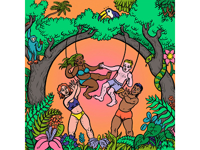 A Beginner's Guide To Swinging cartoon colorful digital art drawing editorial illustration nature relationships sex surreal vice