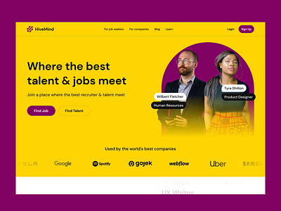 HiveMind - Job & Hiring Website design figma hero section hiring job landing page product design ui user interface ux web website