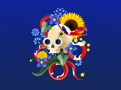 Spooky time affinity designer character design flat flower flowers graphic design illustration skull snake sunflower vector