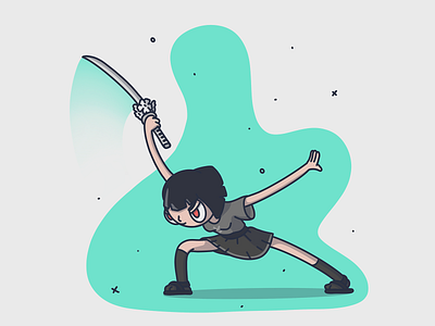 Charlotte Fornite fanart cartoon character design character design digital drawing game girl character illustration illustrator katana procreate samurai